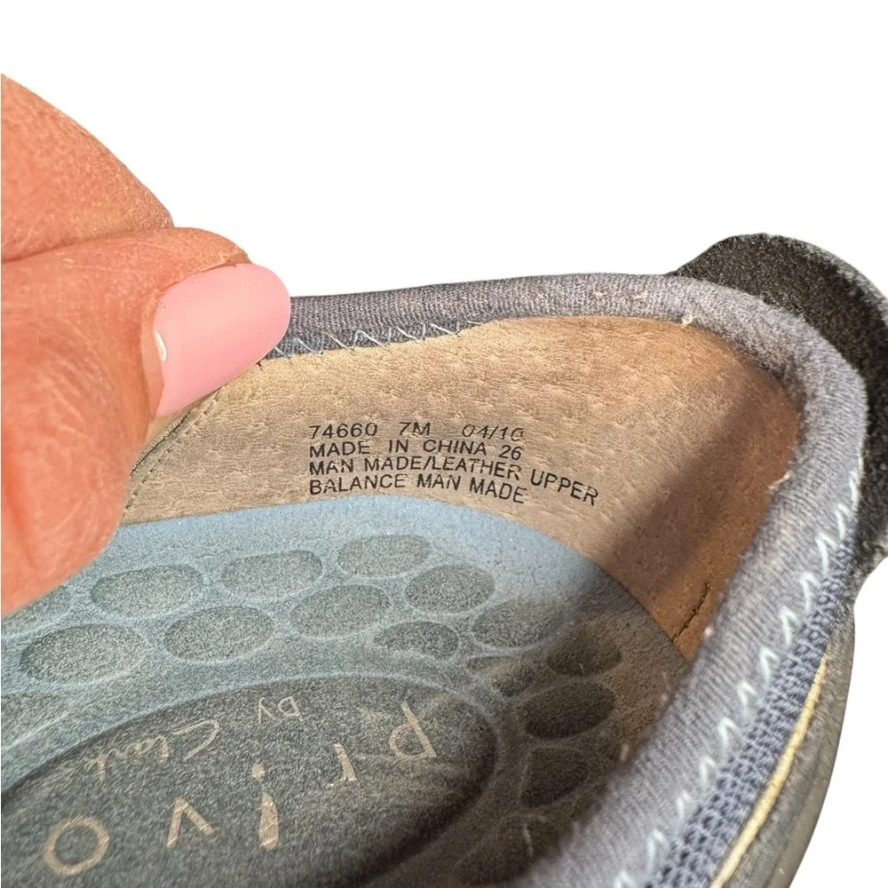 Privo by Clarks Mary Jane Flats 7M Navy Blue Comfort Mesh Leather Slip On - Picture 5 of 6